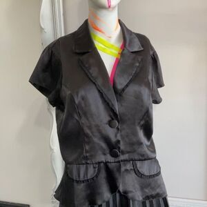 Morbid Threads Sz L Vintage Y2K Black Peplum Blazer Top Goth EMO